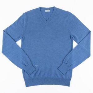 Dior Virgin Wool V-Neck Sweater Men's Small Blue
